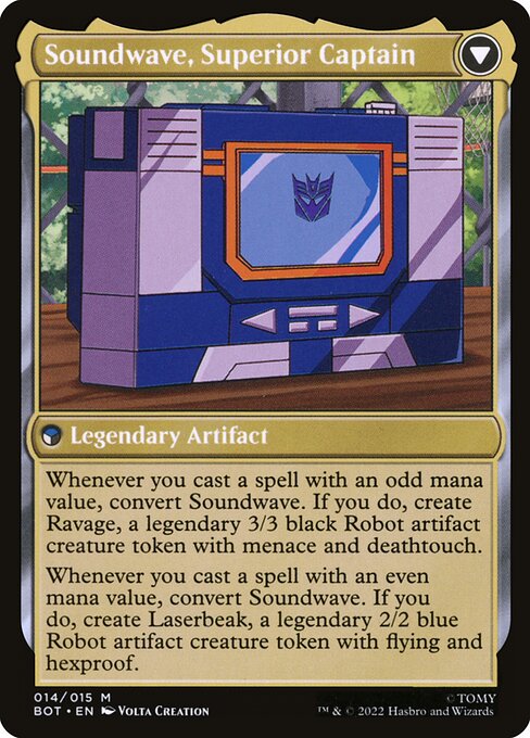 soundwave mtg commander deck Soundwave: Superior // (Soundwave, Sonic Spy // Soundwave, Superior Captain) list // Moxfield MTG Deck Builder Whenever one or more creature tokens you control deal combat damage to a player Soundwave, Sonic Spy (Commander) |