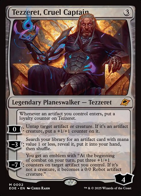 MTG 冷酷な船長、テゼレット ボーダーレス foil 英語版 Tezzeret Tezzeret, Cruel Captain (Card) | EDHREC