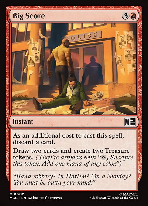 how to get big score cards mtg Magic The Gathering - Outlaws of Thunder Junction - The Draw two cards and create two Treasure tokens. Big Score MTG - Streets