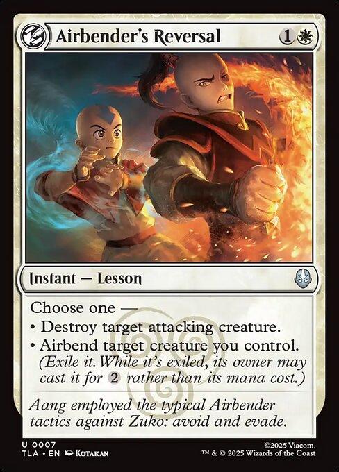 mtg avatar aang card Aang, Swift Savior (#347) (showcase) When another creature you control leaves the battlefield Magic: The Gathering launches Avatar:
