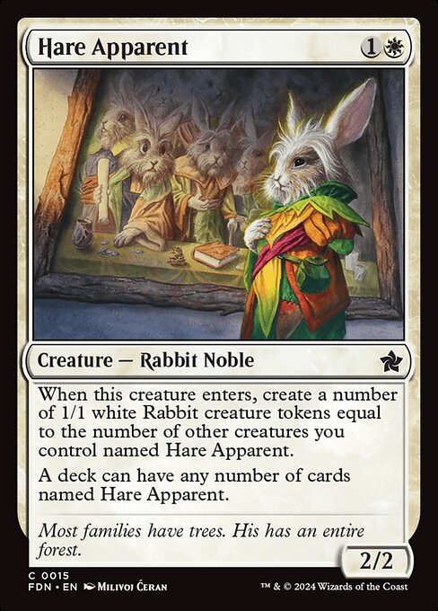 rabbit commander deck mtg token (1/1) you draw a card and you create a 1/1 white Rabbit creature token.rareSorceryFrom the Magic Rabbit commander deck themed as