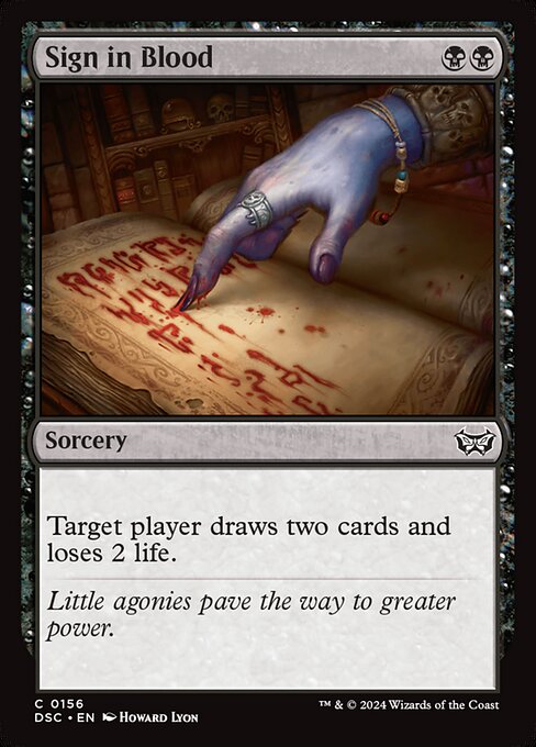 mtg cards like sign in blood (textless) you may cast a copy of its spell Blood Scrivener from Dragon's Maze