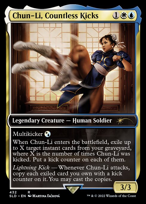 chun li mtg commander deck Tech!!! Legendary Creature  Human Soldier Card Text Put a kick counter on each of them THIS COMMANDER GOT SO MANY